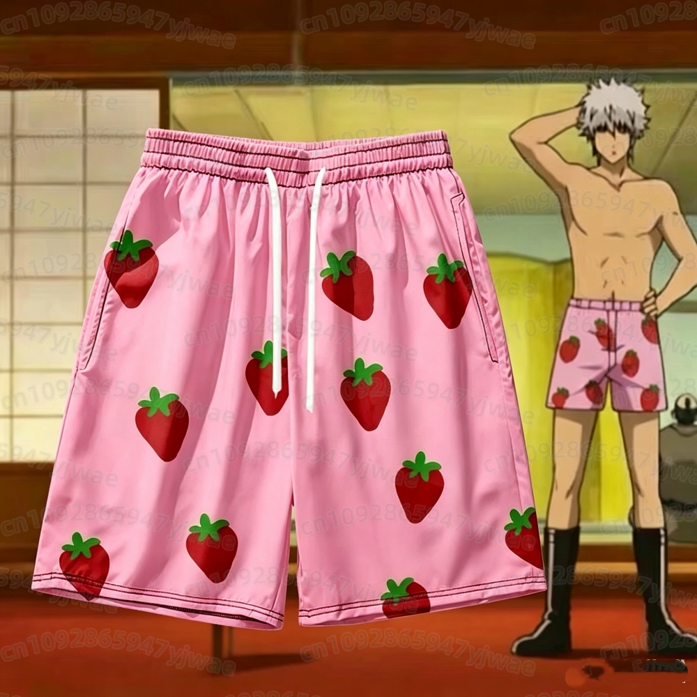 Anime Cosplay Party - 2026 Herren Rosa Erdbeer-Shorts Anime GINTAMA