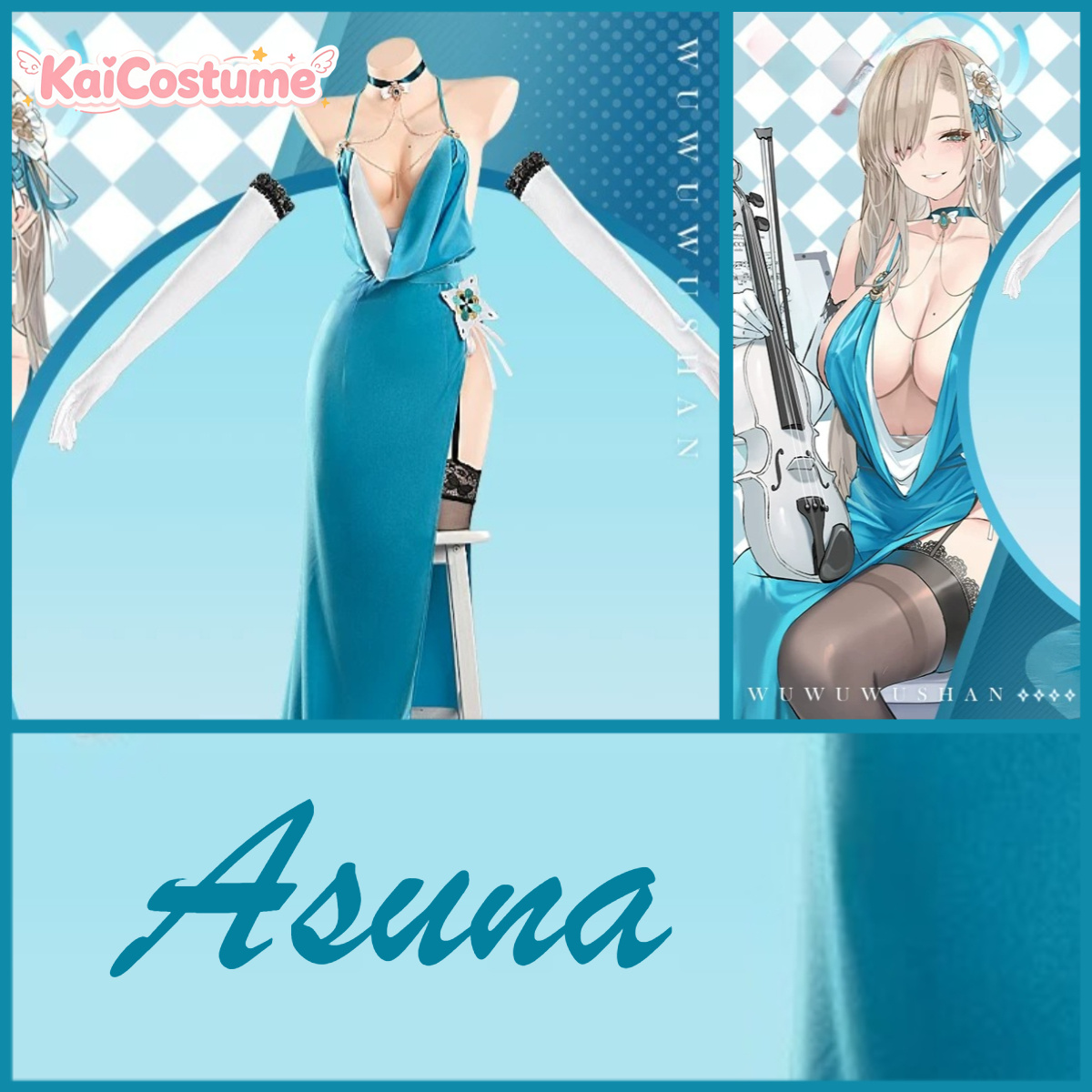 Anime Cosplay Photo - Blue Archive Asuna Abendkleid Cosplay Komplettset