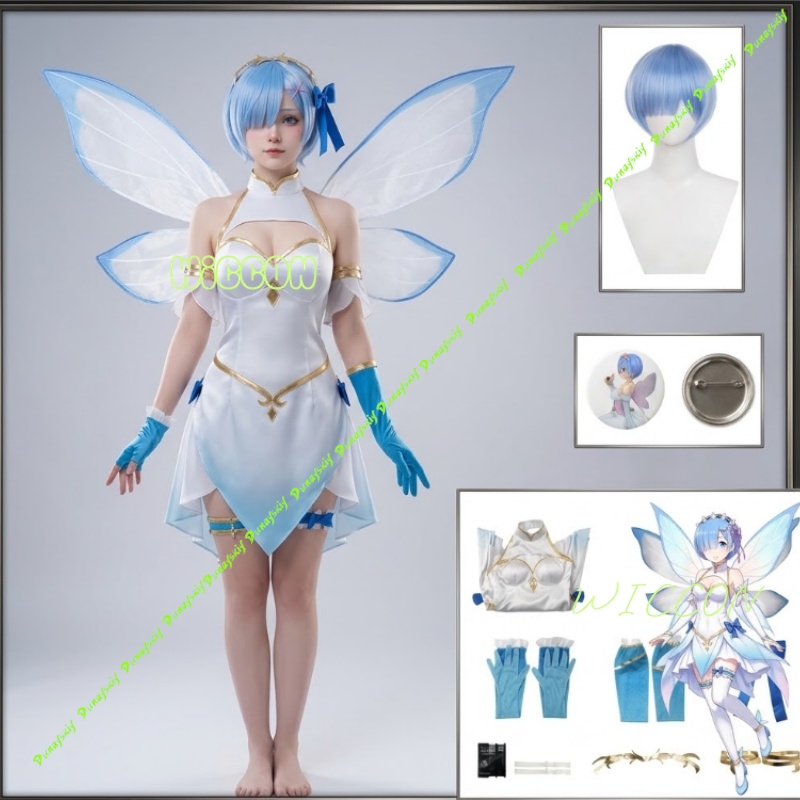 Anime Cosplay Rem - Re Zero Rem Flower Fairy Cosplay-Set