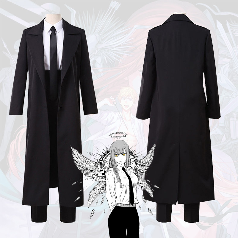 Anime Cosplay Makima - Makima Langer Schwarzer Windbreaker Anime-Anzüge Cosplay-Kostüme