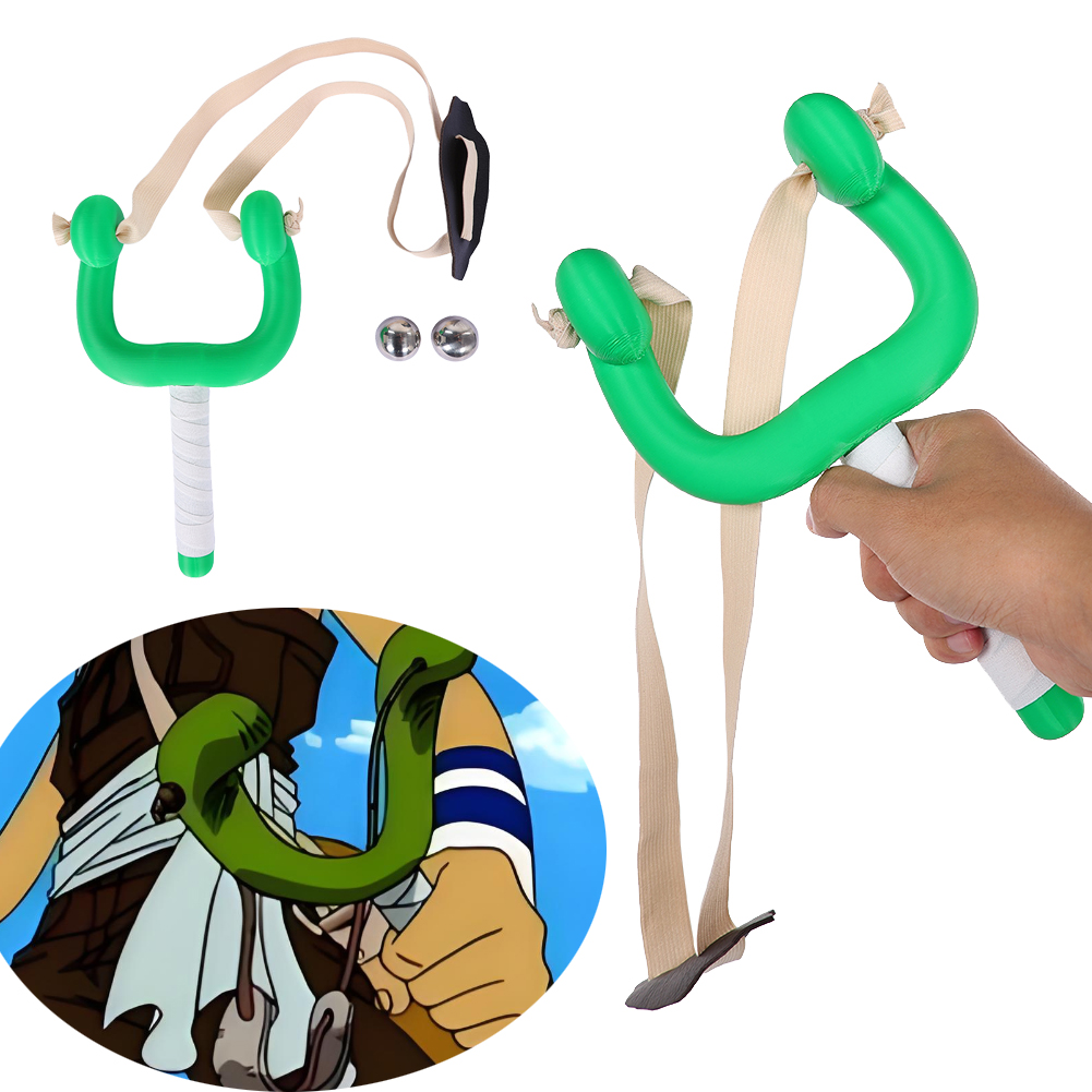 Live Action Anime Cosplay - Live-Action-TV-Piraten Usopp Cosplay Schleuder-Requisiten Grünes Kostüm