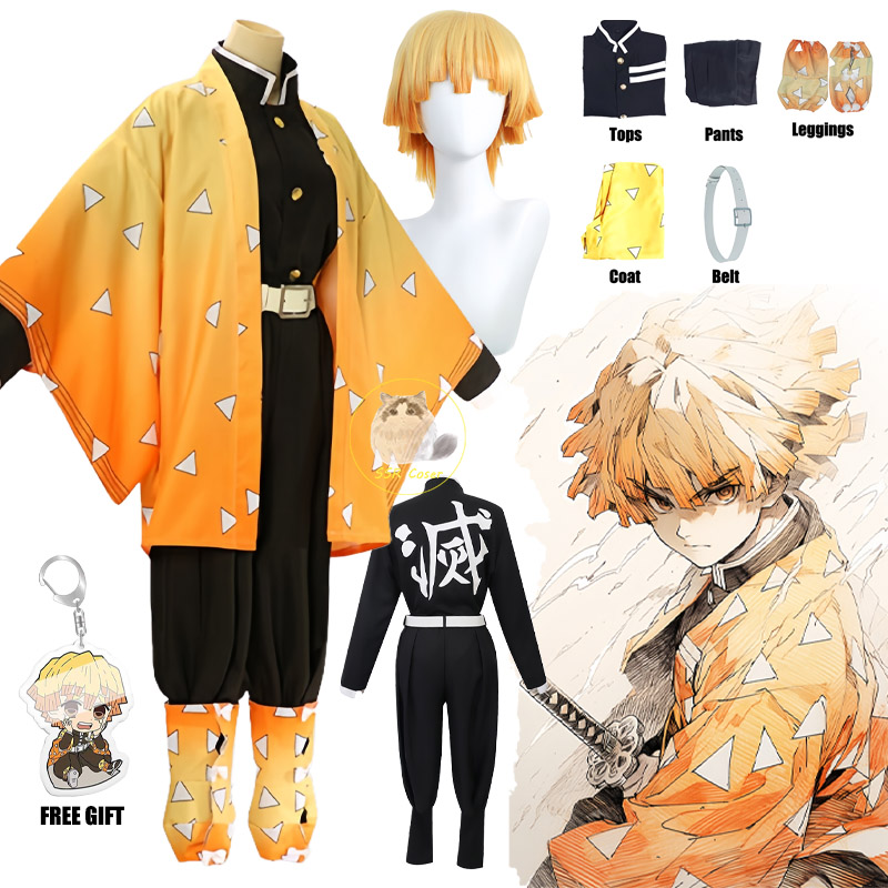 Cosplay Anime Zenitsu - Azuma Zenitsu Kos Tsume Kinderspion Dämonentöter