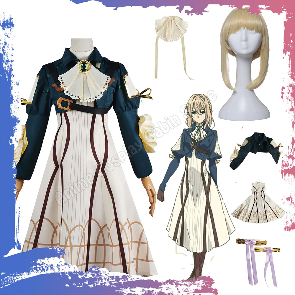 Violet Evergarden Dress - Anime Violet Evergarden Cosplay Kostüm Perücke