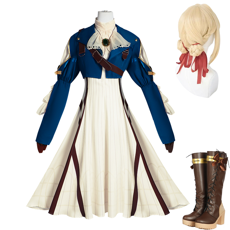 Violet Evergarden Dress - Violet Evergarden Cosplay Kostüm Perücke Schuhe