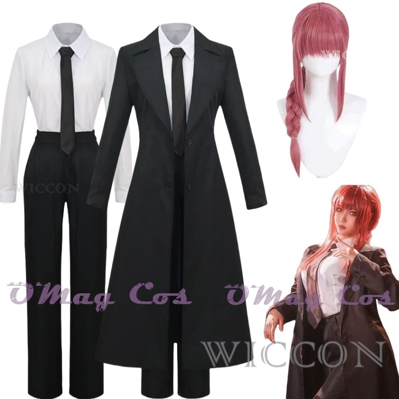 Anime Cosplay Makima - Makima Cosplay-Kostüm, Trenchcoat, Hemd, Krawatte, Hose