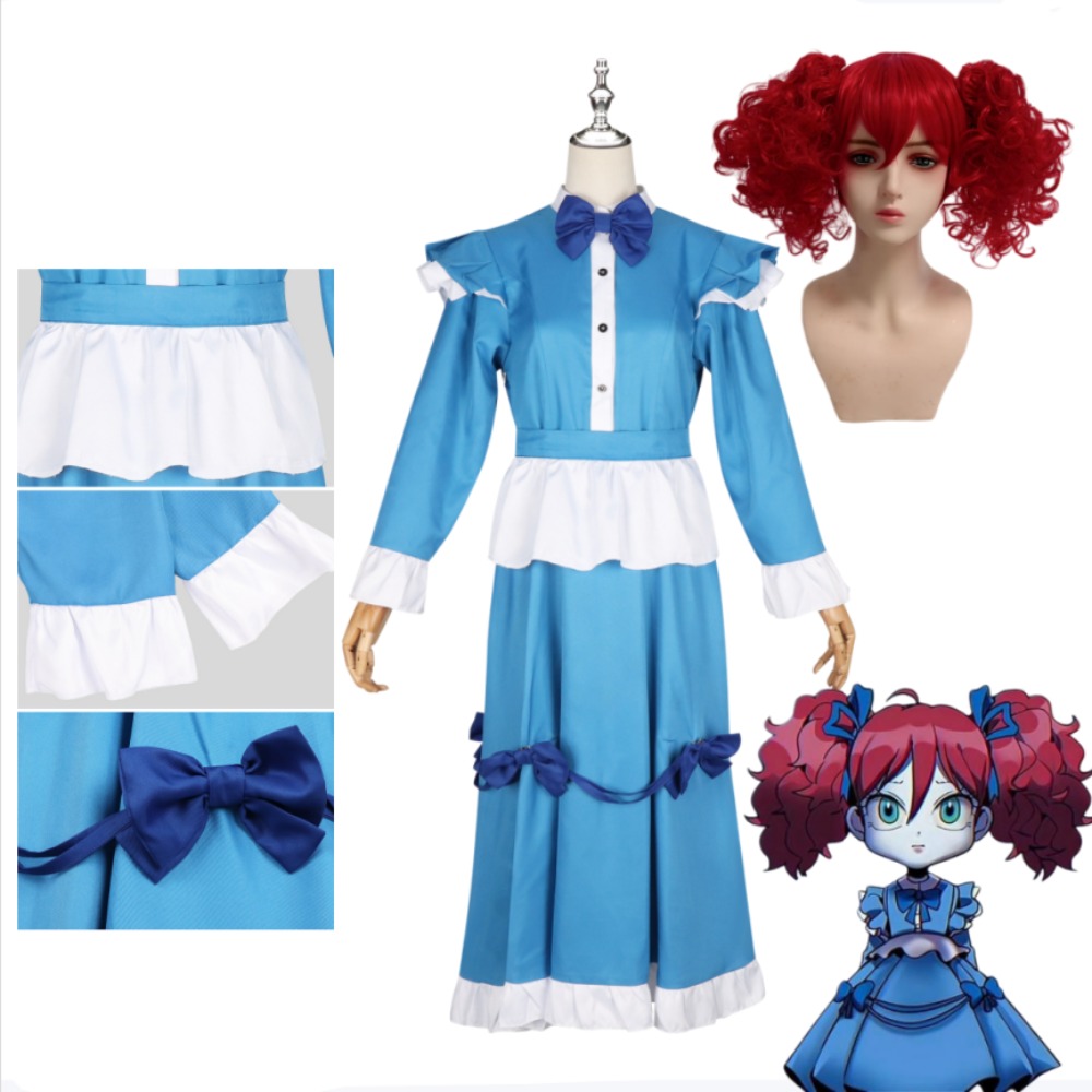 Poppy Red Hair Cosplay-Kostüm, – Anime Cosplay Blue Hair Bewertung und Preis